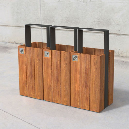 Portarifiuti in metallo - Wade 621 ECO - SIT Urban Design - in legno / da esterno / per raccolta differenziata