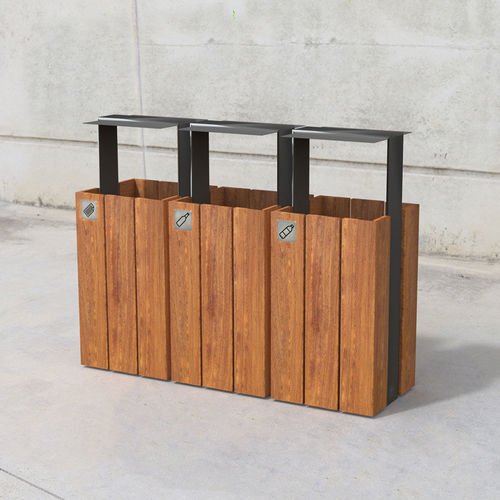 Portarifiuti in metallo - Wade 621C ECO - SIT Urban Design - in legno / da esterno / per raccolta differenziata