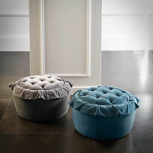 Pouf chesterfield - PANK - D3CO - in tessuto / in pelle / tondo
