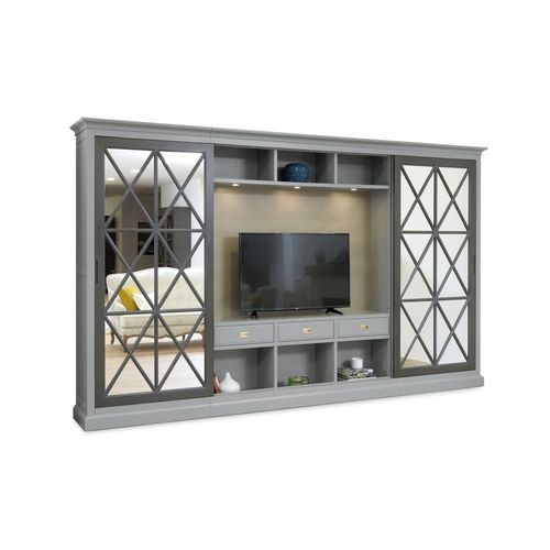 Parete attrezzata TV classico - BAVIERA - AM LIVING - in legno laccato / con illuminazione incorporata / con cassetti
