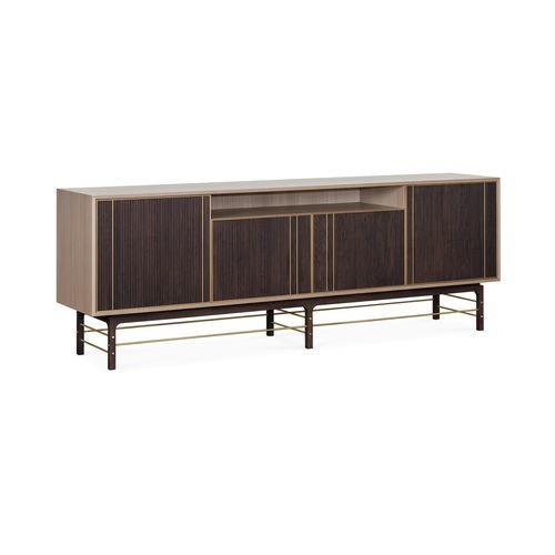 Credenza contemporanea - FEEL II - AM LIVING - in legno / in ottone spazzolato / con ante battenti