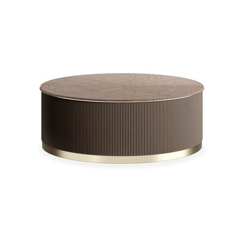 Tavolino basso contemporaneo - AIM II - AM LIVING - in legno / con supporto in ottone spazzolato / rotondo