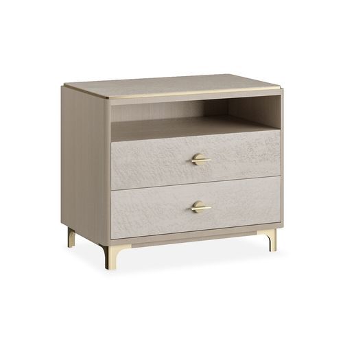 Comodino contemporaneo - ALLURE - AM LIVING - in legno / con supporto in ottone spazzolato / rettangolare