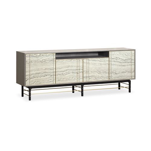 Credenza contemporanea - FEEL II - AM LIVING - in legno / in ottone spazzolato / in pietra naturale