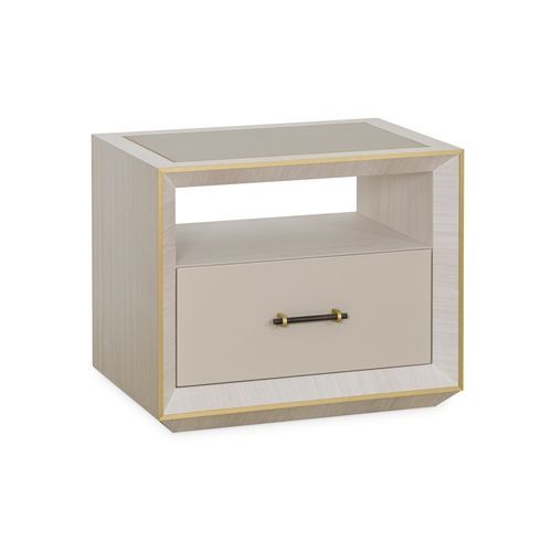 Comodino contemporaneo - PEAK - AM LIVING - in legno laccato / in pelle / rettangolare