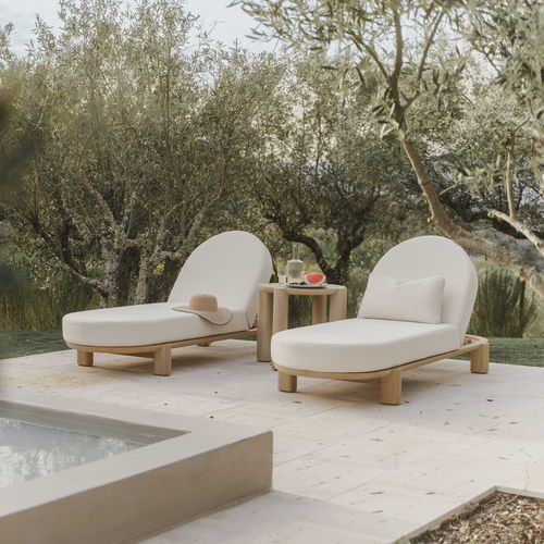 Lettino prendisole contemporaneo - AURORA - AM LIVING - in tessuto / in legno massiccio / per hotel