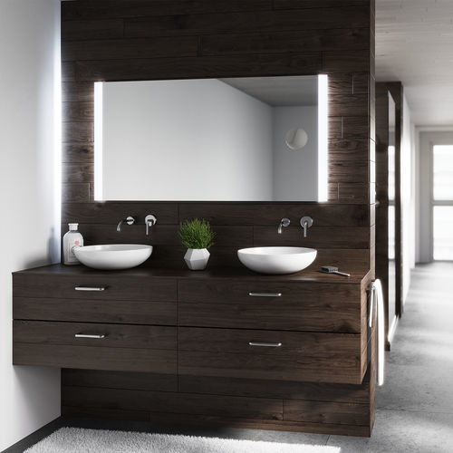 Specchio da bagno a muro - RIVA XL - BISELARTE - contemporaneo / rettangolare / grigio