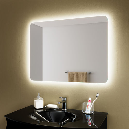 Specchio da bagno a muro - ONIX ROUND EDGE - BISELARTE - contemporaneo / rettangolare / grigio