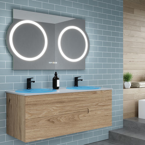 Specchio da bagno a muro - CLOCK DOUBLE - BISELARTE - per hotel / per camera d'hotel / professionale