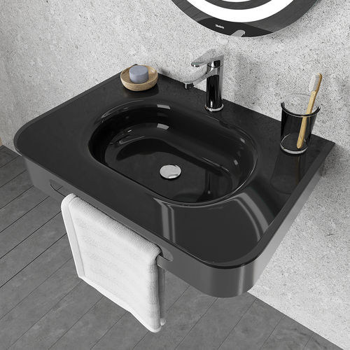 Lavabo sospeso - SPRING - BISELARTE - in vetro / con portasalviette integrato / lucido