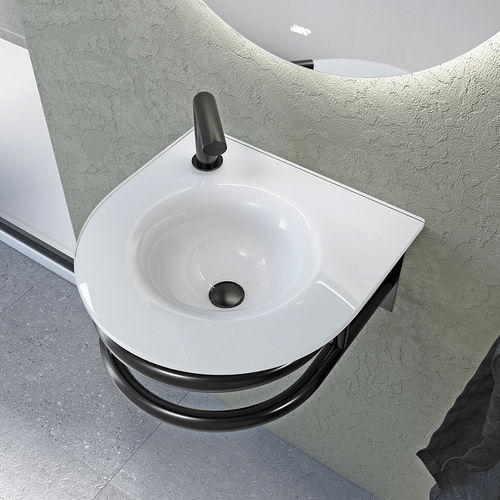 Lavabo sospeso - GERÊS  - BISELARTE - in vetro / con portasalviette integrato / lucido