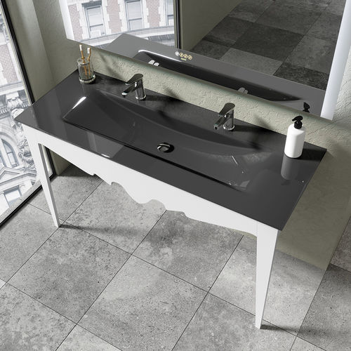 Lavabo autoportante - LUX - BISELARTE - in vetro / con piano integrato / lucido