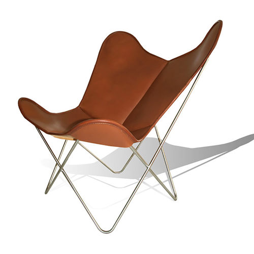 Poltrona contemporanea - HARDOY BUTTERFLY  - WEINBAUMS - in pelle / in acciaio inossidabile / con rivestimento rimovibile