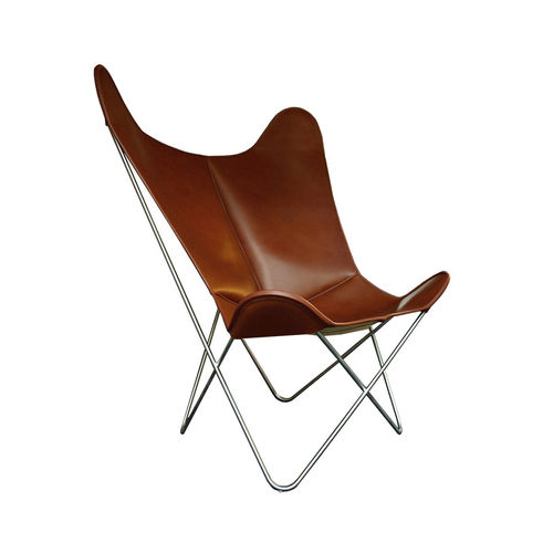 Poltrona contemporanea - HARDOY BUTTERFLY: GRAND COMFORT  - WEINBAUMS - in pelle / in acciaio inossidabile / con rivestimento rimovibile