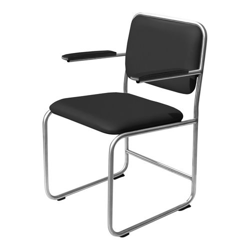 Sedia design Bauhaus - WB2 - WEINBAUMS - da interno / in pelle / con supporto in acciaio inossidabile