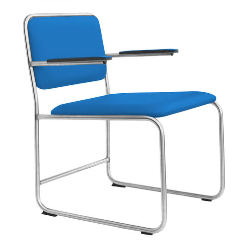 Sedia design Bauhaus - WB4 - WEINBAUMS - da interno / in pelle / con supporto in acciaio inossidabile