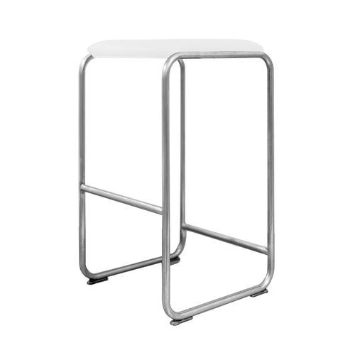 Sgabello da bar design Bauhaus - WB22 - WEINBAUMS - in pelle / con supporto in acciaio inossidabile / a slitta