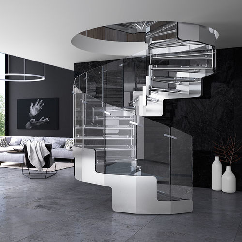 Scala dritta - JOY - Rintal Executive - elicoidale / con gradini in legno / con gradini in vetro