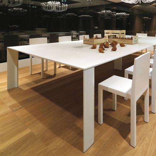 Tavolo da conferenza minimalista - DIVILUX - in legno / con supporto in legno / rettangolare