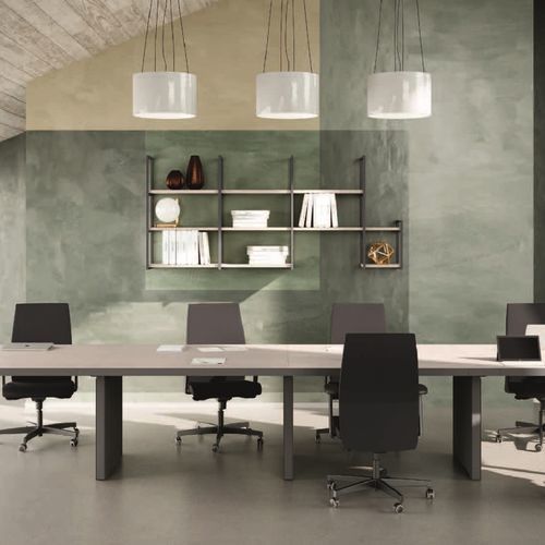 Tavolo da riunione contemporaneo - MINIMAL - UFFICIO DESIGN ITALIA - in melaminico / in vetro / con supporto in alluminio