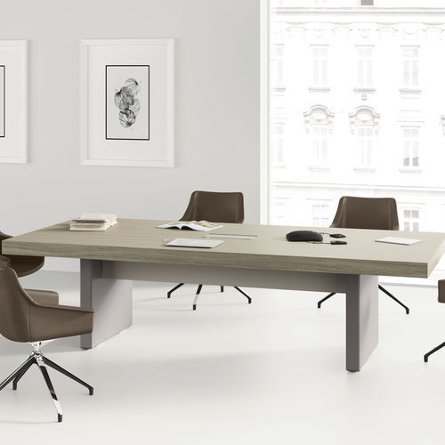 Tavolo da riunione contemporaneo - CONTACT - UFFICIO DESIGN ITALIA - in melaminico / con supporto in cuoio / rettangolare