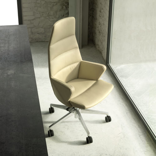 Poltrona direzionale contemporaneo - YES - UFFICIO DESIGN ITALIA - in pelle / in tessuto / con schienale alto