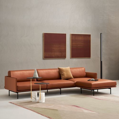 Divano modulare - COMODO - UFFICIO DESIGN ITALIA - contemporaneo / in pelle / con braccioli