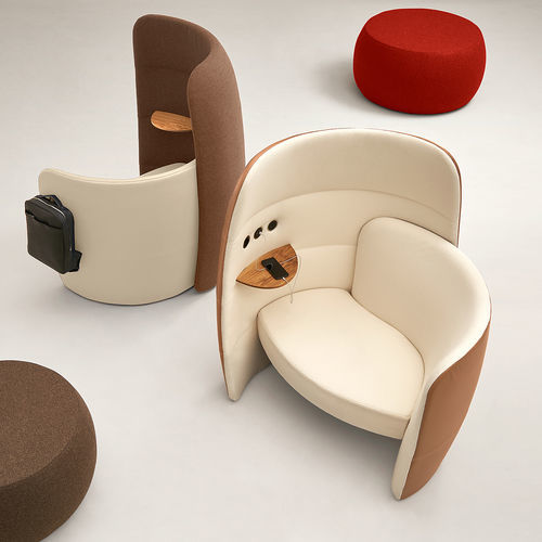 Poltrona contemporanea - PHONE - UFFICIO DESIGN ITALIA - in tessuto / in metallo / con tavoletta