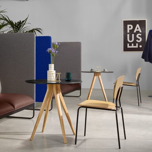 Tavolo da bistrot contemporaneo - CAF&egrave; - UFFICIO DESIGN ITALIA - in legno / in metallo / con supporto in metallo