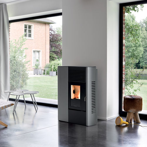 Stufa a pellet - ELLIPSE - Richard le Droff - 8 kW / contemporanea / in acciaio