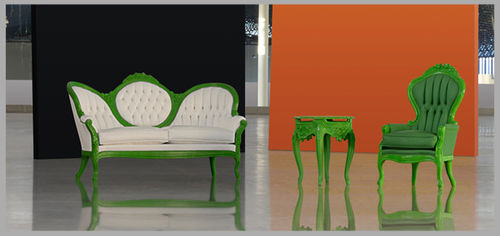 Divanetto imbottito in stile vittoriano - 606A-VD/BN  - POL ART - in legno / con schienale / bianco