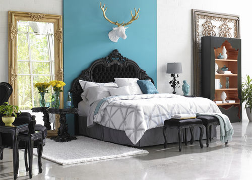 Testiera per letto matrimoniale - 315KT-NGB/VN - POL ART - in stile / in legno / in pelle