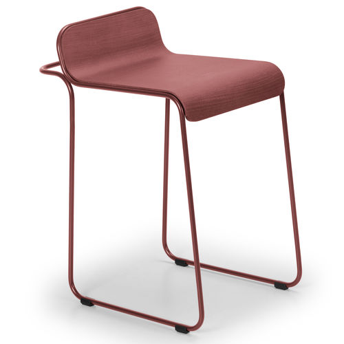 Sgabello contemporaneo - FLOW - True Design srl - in legno / con supporto in acciaio / a slitta