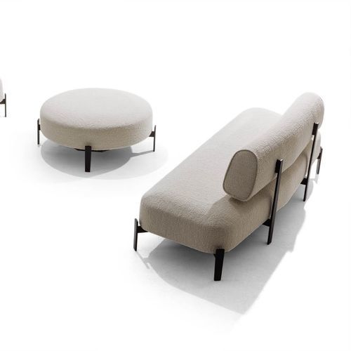 Sgabello contemporaneo - OSCAR - True Design srl - in tessuto / con supporto in metallo / rotondo