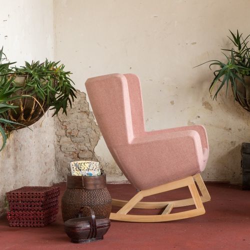 Poltrona contemporanea - ARCA - True Design srl - in tessuto / in legno / grigia