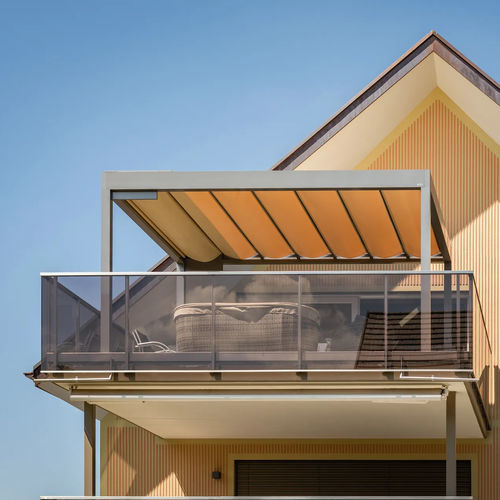 Pergola autoportante - BAVONA SOFT-TOP - STOBAG - addossata / in alluminio / in tela