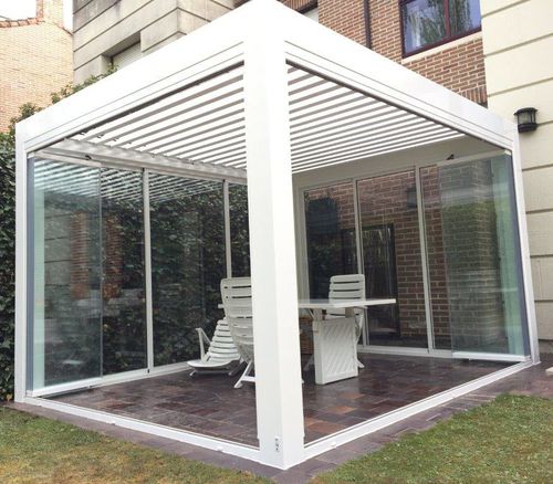 Pergola addossata - SEESKY-BIO  - C3 Systems SL - autoportante / in metallo / a lamelle orientabili
