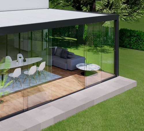Veranda autoportante - C3 Systems SL - in vetro / in metallo / per edificio