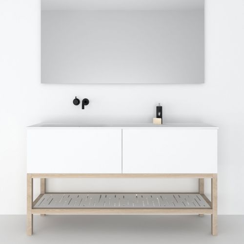 Mobile lavabo doppio - 160 INT L 2C - CODIS - da appoggio / in bambù / contemporaneo