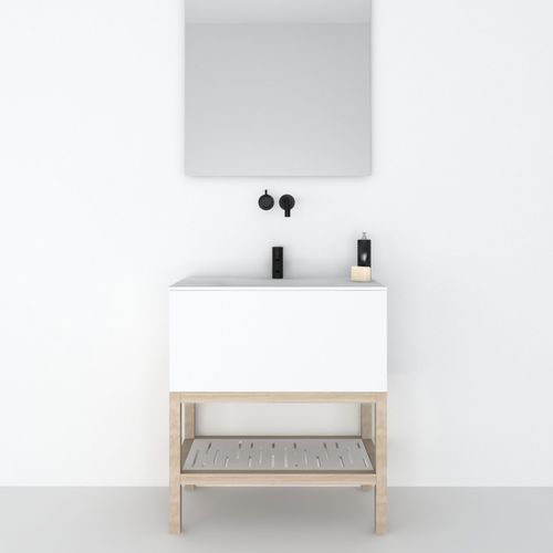 Mobile lavabo da appoggio - 80 INT L 1C - CODIS - in bambù / contemporaneo / con cassetti