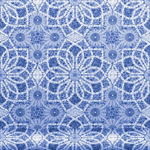 Carta da parati contemporanea - DAPHNE - Equipo DRT - con motivi floreali / aspetto tessuto / blu