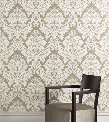 Carta da parati classica - Non-troppo New - Equipo DRT - con motivi floreali / aspetto tessuto / grigia