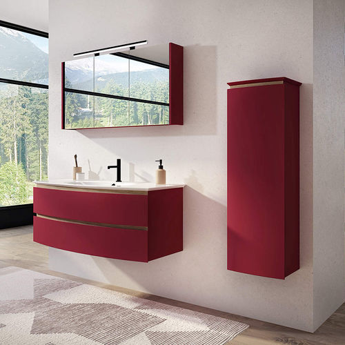 Mobile lavabo doppio - BEL AMI - DECOTEC - sospeso / in frassino / in Solid Surface