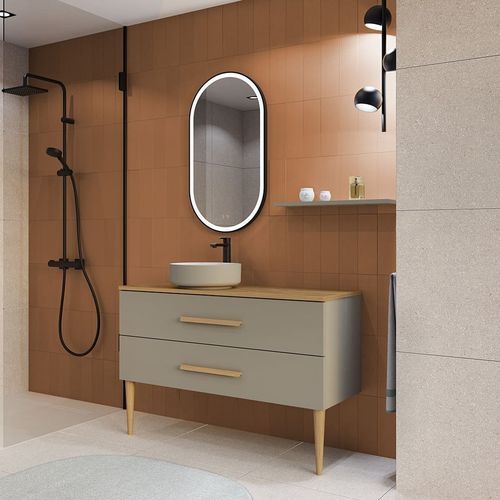 Mobile lavabo doppio - BENTO - DECOTEC - sospeso / in legno / in ceramica