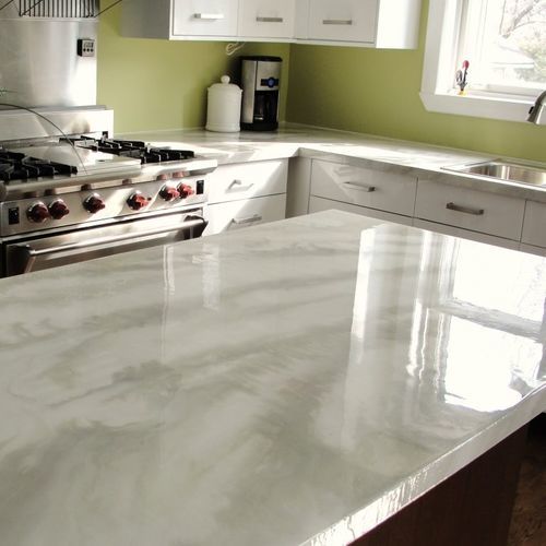 Piano di lavoro in marmo - iCoat - in calcestruzzo / da cucina / bianco