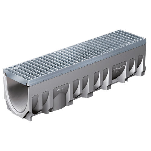 Canaletta con griglie - FILCOTEN® Pro 200 - NDS - con pendenza / in calcestruzzo fibrorinfrozato / griglia in acciaio galvanizzato