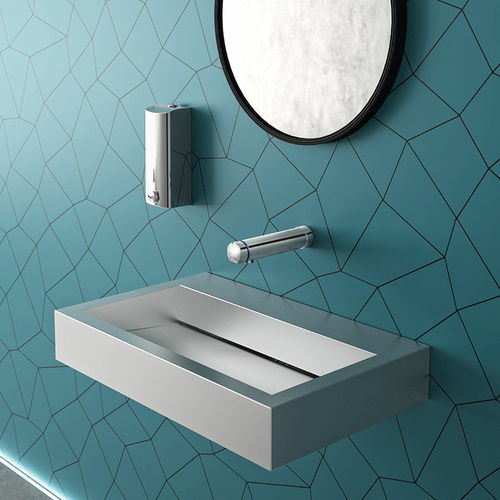 Lavabo sospeso - AQUEDUTO  - DELABIE - in acciaio inossidabile / rettangolare / senza foro