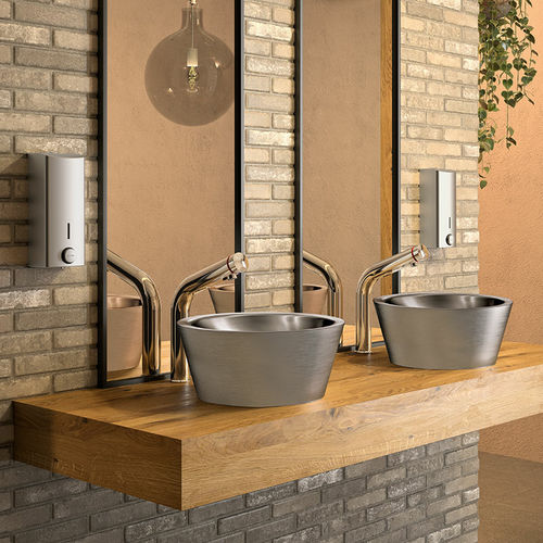 Lavabo da appoggio - ALGUI - DELABIE - in acciaio inossidabile / rotondo / senza foro