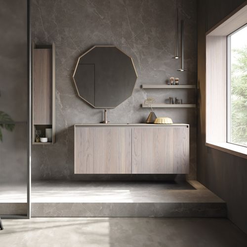 Mobile lavabo sospeso - 01 - novello - in legno / contemporaneo / con sportello