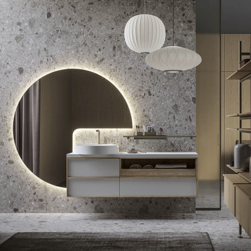 Mobile lavabo doppio - novello - sospeso / in legno / contemporaneo